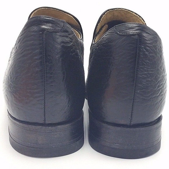 Mens Black Slip On Leather Elevator Shoe 10 Tassel - Picture 4 of 7